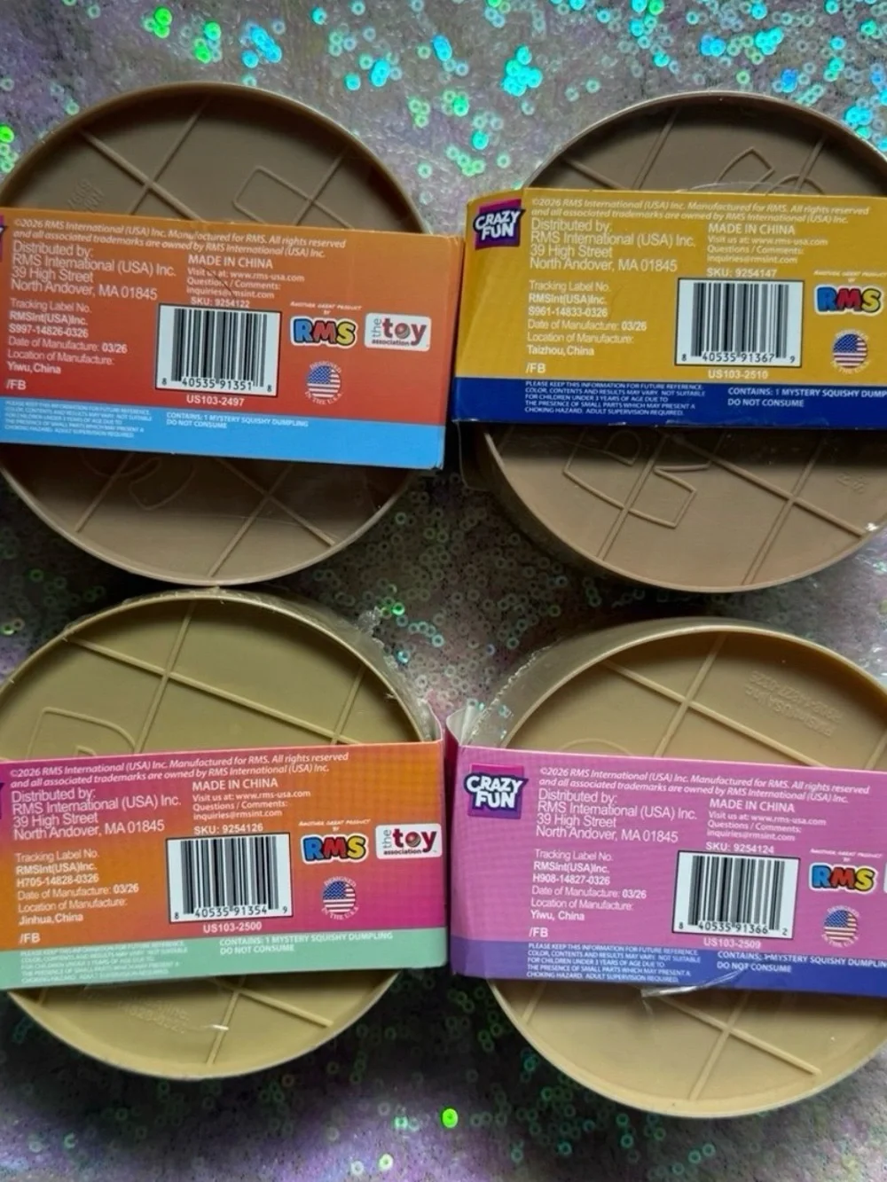 Five Below Mystery Squishy Dumpling Bundle Holographic Glitter Sherbert Sunset